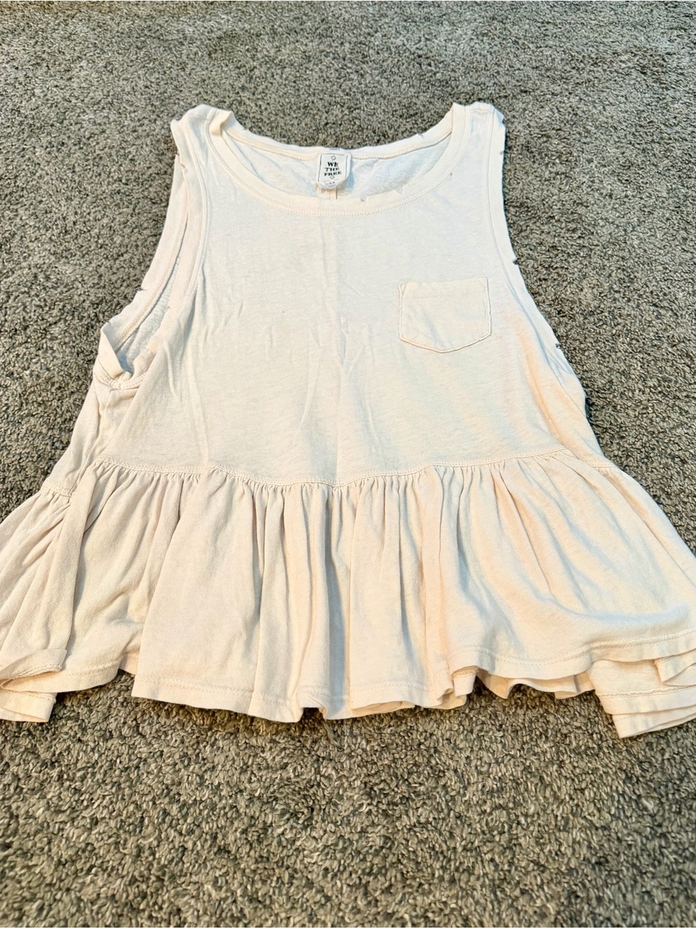 We The Free Cream Ruffle Peplum Tank